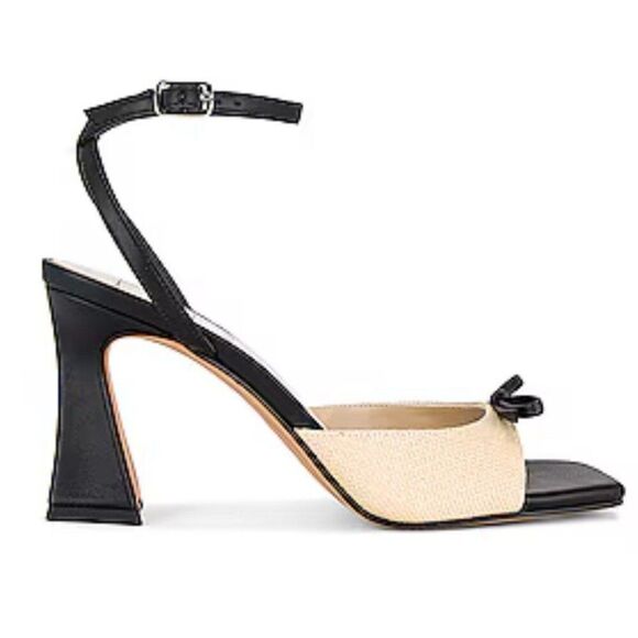 X For Love & Lemons Natalie Heel Sandals Beige Natural Black DOLCE VITA 7.5 - Picture 1 of 7
